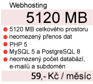 Banner webhosting 5120 MB za 60,-Kč/měsíc.